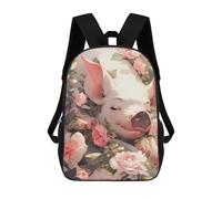 sinyumoney Pig in Flowers -1 Print Children's Backpack School Bag for Adult And Kids Travel Daypack 17inch