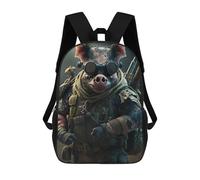 sinyumoney Pig Soldier Gear Backpack School Backpack Kids School Bag Large Capacity Kids Backpack for School Rucksack 3D Book Bag Gifts for Kids 17inch