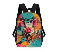 sinyumoney Piggy Pop Art Vibrant Farm Animal Print Backpacks Kids Student Schoolbag,3D Printed Backpacks,Elementary And Middle School Students Backpacks for Boys Girls 17inch