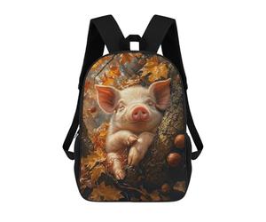 sinyumoney Piglet in Autumn Leaves School Backpack School Secondary High School College Backpack Travel for Men/Women 17inch