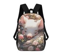 sinyumoney Piglet in Flower Garden -2 Backpack Kids School Bag Boys Cartoon 3D Print Students Schoolbag Laptop Daypack for Boys Girls 17inch