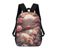 sinyumoney Piglet in Flower Garden 3D Printed Children's School Backpack for Kids Travel Rucksacks Book Bags Kids School Bag 17inch