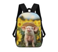 sinyumoney Piglet in Sunflower Field 3D Printed Kids School Bag Rucksacks Children's School Fashion Casual Back Pack High Capacity Travel Book Bags Backpack for Kids 17inch