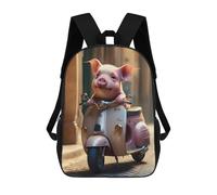sinyumoney Piglet Riding Scooter Backpacks 3D Printed 17inch Kids School Backpack Outdoor Casual Daypack Casual Travel Bags for Middle School Students