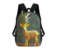 sinyumoney Pineapple Deer Children's School Backpack 3D Printed for Kids Travel Rucksacks Book Bags for Boys Elementary School Students 17inch