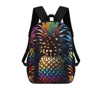 sinyumoney Pineapple Metallic Backpack Kids School Backpack School Bag 3D Printed Fashion School Bag for Boys Elementary And Middle School Student 17inch