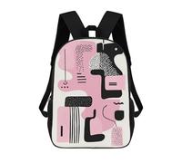 sinyumoney Pink Abstract Minimalist Art - Modern Geometric Design School Backpack School Bags for Girls Boys Backpack with Pocket Fashion School Bag Kids Backpack 17inch