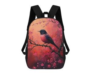sinyumoney Pink Bird on Cherry Blossom Branch Backpack School Bag Rucksack Casual Daypacks School Work Travel Bag for Men, Women & Teenage Boys 17inch