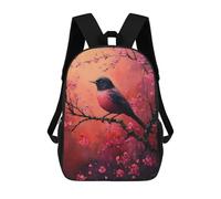 sinyumoney Pink Bird on Cherry Blossom Branch Children's School Backpack 3D Printed for Kids Travel Rucksacks Book Bags for Boys Elementary School Students 17inch