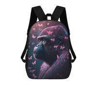 sinyumoney Pink Butterflies Gorilla School Bags Large Lightweight Casual Backpack- Perfect for Travel, Work And Daily Use 17inch