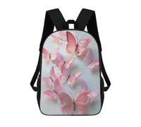 sinyumoney Pink Butterfly Wall Decor School Bag Backpack Teen Schoolbag 3D Printing Adjustable Schoolbag Fashion Pocket Bag for Kids Boys Girls Students And Teenagers Fans 17inch