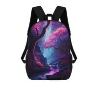 sinyumoney Pink Cherry Blossom Cave School Bag Backpack Teen Schoolbag 3D Printing Adjustable Schoolbag Fashion Pocket Bag for Kids Boys Girls Students And Teenagers Fans 17inch