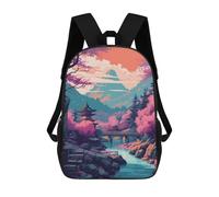 sinyumoney Pink Cherry Blossom Lake School Bags Water Resistant School Bag Business Backpack - Perfect for Travel, Work And Daily Use 17inch