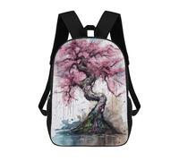 sinyumoney Pink Cherry Blossoms 3D Printed School Backpack Casual Children's Backpacks 3D Printed School Bag for Boys Elementary And Middle 17inch