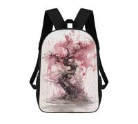 sinyumoney Pink Cherry Tree School Backpack Schoolbags For Girls Boys Backpack With Pocket Fashion School Bag Kids Backpack 17inch