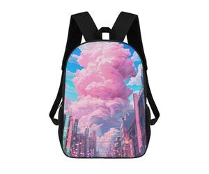 sinyumoney Pink Cloud Cityscape Rucksack Rucksack Casual Daypacks School Work Travel Bag for Men, Women & Teenage Boys 17inch