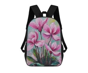 sinyumoney Pink Cyclamen Flowers Painting School Bags Lightweight Casual Daypack School Backpacks for School/Work/Travel 17inch