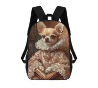 sinyumoney Pink Elegance Chihuahua Royal Dog Wall Art Chihuahua in Royal Attire School Backpack Secondary Causal Travel High School Bags for Teenage Girls Boys Women Men 17inch