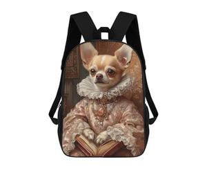sinyumoney Pink Elegance Chihuahua Royal Dog Wall Art Chihuahua in Royal Attire School Backpack Secondary Causal Travel High School Bags for Teenage Girls Boys Women Men 17inch