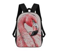 sinyumoney Pink Flamingo Drawing Kids School Backpack School Bag 3D Printed School Bag for Boys Elementary And Middle School Students 17inch
