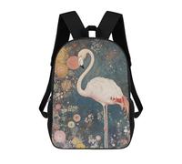 sinyumoney Pink Flamingo Gustav Klimt Floral Backpack School Fashion Stationery Backpack Waterproof Casual Daypacks for Campus Outdoor Travel Sports 17inch