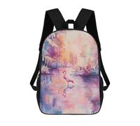 sinyumoney Pink Flamingo in A Watery Landscape School Backpack Large Water Resistant Laptop Backpack for Boys/Girls/Teenagers 17inch