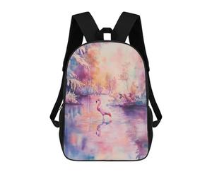 sinyumoney Pink Flamingo in A Watery Landscape School Backpack Large Water Resistant Laptop Backpack for Boys/Girls/Teenagers 17inch