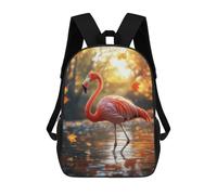 sinyumoney Pink Flamingo in Autumn Children's School Backpack 3D Printed for Kids Travel Rucksacks Book Bags for Boys Elementary School Students 17inch