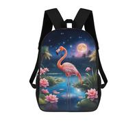 sinyumoney Pink Flamingo Night Backpack School Bag Lightweight Airport College Students Back Pack for Men/Women 17inch