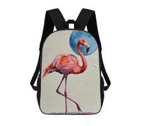 sinyumoney Pink Flamingo Painting Rucksack Lightweight Casual Daypack School Backpacks for School/Work/Travel 17inch