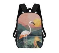 sinyumoney Pink Flamingo Sunset Backpack School Bag Rucksack Casual Daypacks School Work Travel Bag for Girl, Teen Girls 17inch