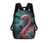 sinyumoney Pink Flamingo with Leaf Backpack with Pocket 3D Printed Backpacks, Travel Rucksacks Book Bags Kids School Bag 17inch