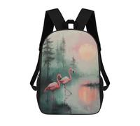 sinyumoney Pink Flamingos at Sunset Kids School Backpack School Bag 3D Printed School Bag for Boys Elementary And Middle School Students 17inch