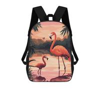 sinyumoney Pink Flamingos Sunset School Bag Bookbag 3D Printed Children's Backpacks for Kids Boy Girl Book Bags Kids School Bag Travel Rucksacks 17inch
