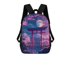 sinyumoney Pink Flowers And Lake Moon School Bags Water Resistant Travel Backpack Computer Bag for Campus Outdoor Travel Sports 17inch
