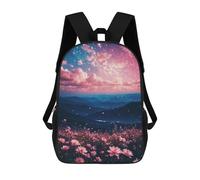 sinyumoney Pink Flowers And Night Sky School Bags Computer Rucksack for School/Work/Travel for Girls Boys Teenage 17inch
