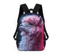 sinyumoney Pink Fluffy Alpaca Portrait Backpack School Lightweight Schoolbag Dayback Bookbag College for Girl, Teen Girls 17inch
