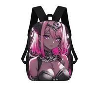 sinyumoney Pink-Haired Anime Angel Kids Backpack 17 Inch School Bag 3D Printed Cartoon School Backpacks for Boys And Teenager School Students
