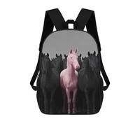 sinyumoney Pink Horse Among Black Horses Backpack School Lightweight Airport College Students Back Pack for Campus Outdoor Travel Sports 17inch