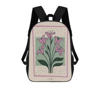 sinyumoney Pink Lily Bouquet Mid Century 3D Printed 17 Inch School Backpack Children's Backpacks 3D Printed Cool Knapsack for Boys Elementary And Middle