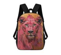 sinyumoney Pink Lion Art Print-4 School Bags Rucksack Casual Daypacks School Work Travel Bag for Teenage Girls Boys Women Men 17inch