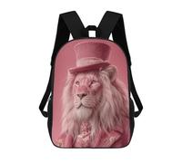 sinyumoney Pink Lion Top Hat Suit-1 Kids Backpacks Children Bag,Anime Bag,Large Capacity Kids Backpack, 3D Printed Children's,Student Schoolbag,Kids Boys Girls School Bag 17inch