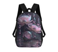sinyumoney Pink Lotus Flowers Children's Backpacks School Backpack 3D Printed for Kids Travel Rucksacks Book Bags Kids 17inch School Bag