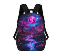 sinyumoney Pink Moon Landscape Backpack 3D Printed Kids School Backpack High Capacity Travel Backpacks Book Bags Kids Backpack 17inch