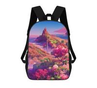 sinyumoney Pink Paradise Landscape Kids Backpack,School Backpack Kids School Bag 3D Printed Cartoon Large Capacity Backpack for Kids Boys And Girls 17inch