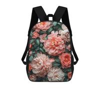 sinyumoney Pink Peony Flowers Backpack School Bag Secondary Causal Travel High School Bags for School/Work/Travel 17inch