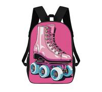 sinyumoney Pink Roller Skates School Backpack Business Laptop Rucksack Bag Unisex Casual Daypack for Boys/Girls/Teenagers 17inch