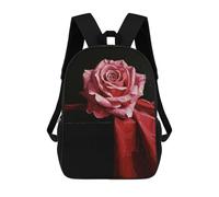 sinyumoney Pink Rose on Red Fabric Backpacks Kids School Backpack School Bag 3D Printed School Bag for Boys Elementary And Middle School Students 17inch