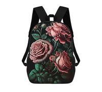 sinyumoney Pink Roses Children's Backpacks School Backpack 3D Printed for Kids Travel Rucksacks Book Bags Kids 17inch School Bag