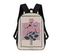 sinyumoney Pink Roses Mid Century 17 Inch Backpack School Bag Rucksack for Girls Boys Large Capacity Kids Back Pack Lightweight School Bags for Children Students